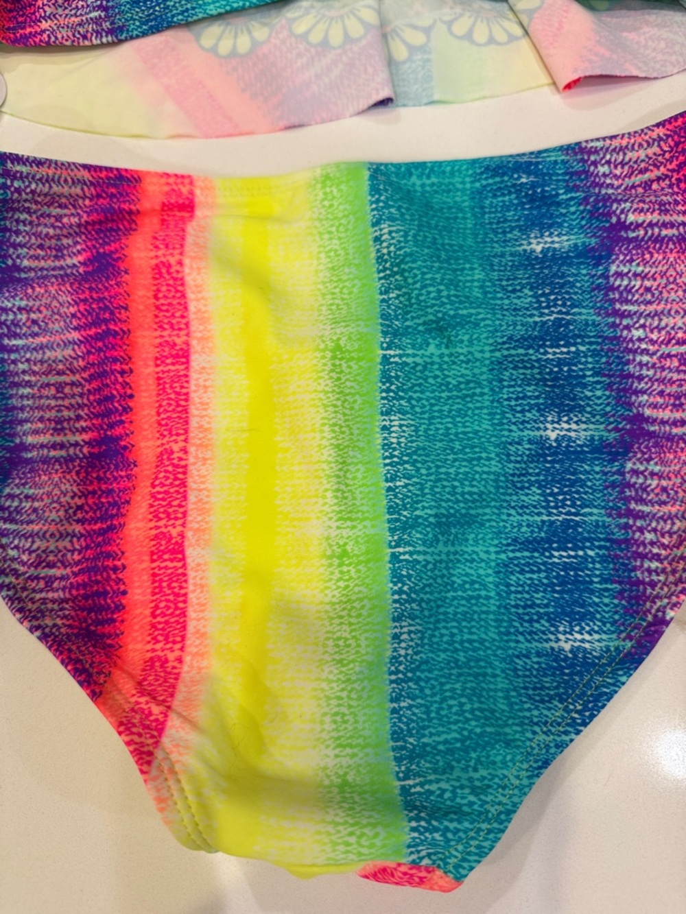 Neon Multicolor Ruffled Two-Piece Bikini Set - Picture 4 of 7
